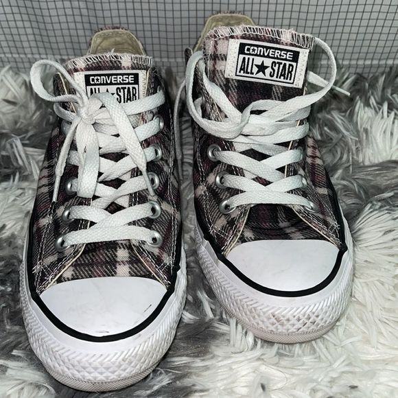 Converse All Star canvas plaid lo top sneakers women size 7 - Picture 3 of 5